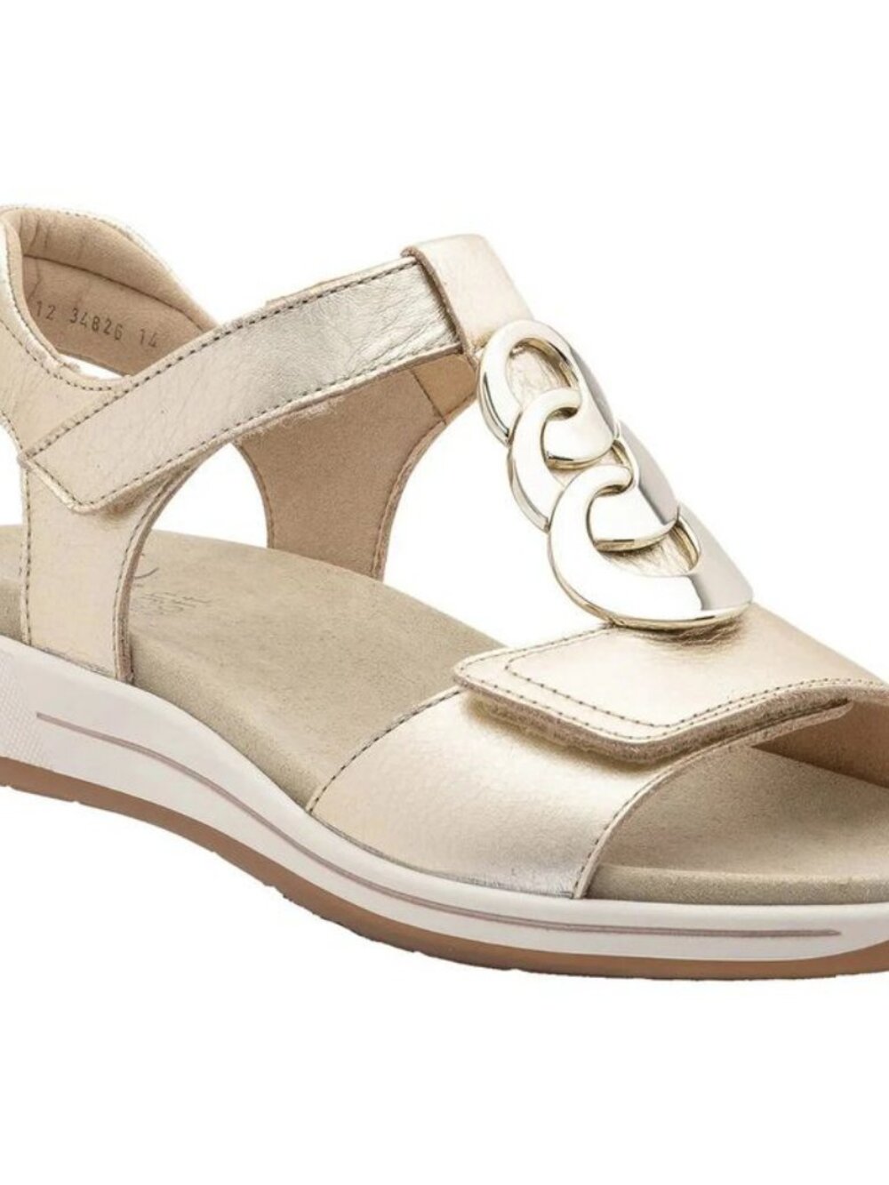 Ara  Women's Oregon Sandal  Platinum Metallic Leather  Size 6.5 US    NIB